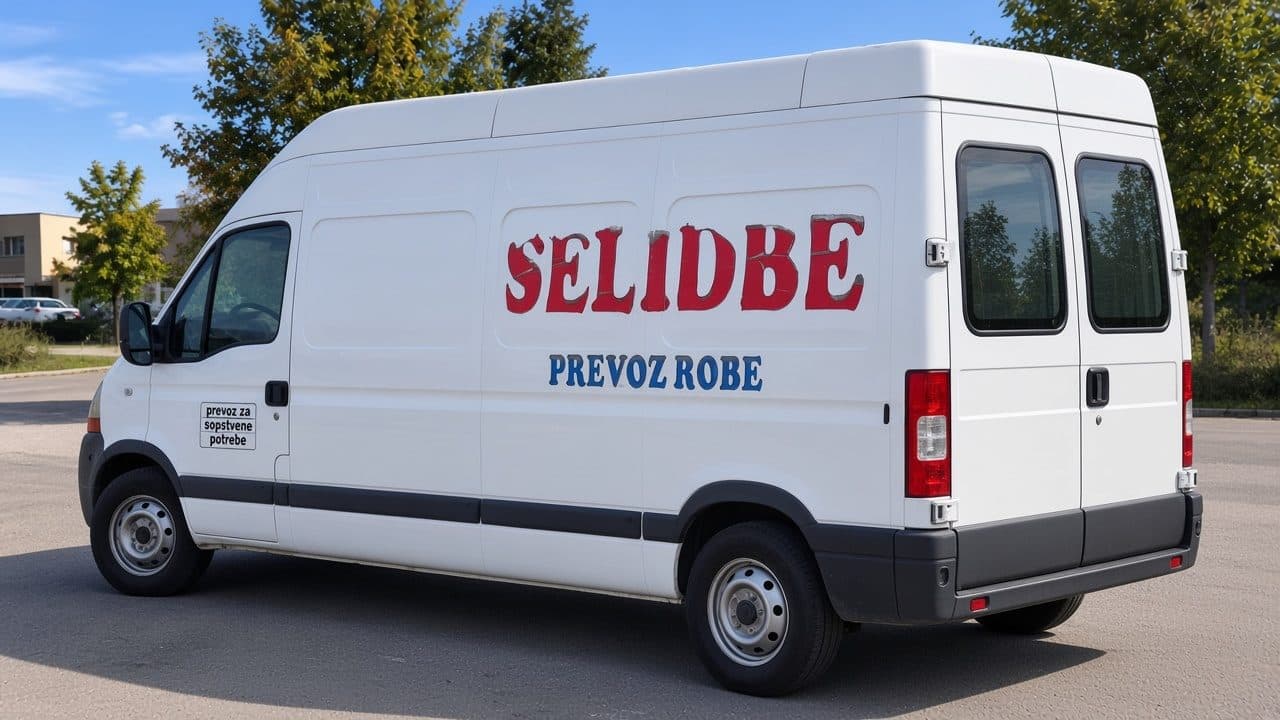 Beli kombi parkiran i spreman za dostavu